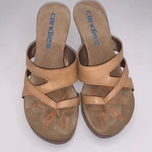 Candie's blonde leather sandal wedges size 9 new